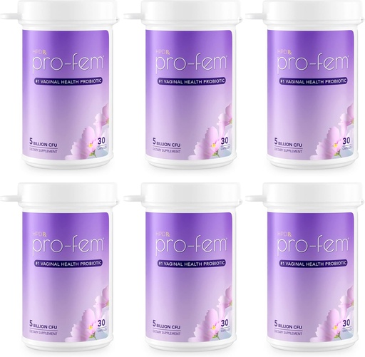 [BRSRMZD5AB6AY2TD] HPD Rx Pro-Fem #1 Vaginal Health Probiotic | Vaginal Probiotics | Clinically Proven to Promote Yeast & PH Balance, Urinary Tract Health | Feminine Probiotics | Works in 7 Days | 30 Capsules | 6-Pack