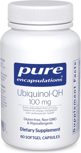 [BRSWIYAICICQIDQZ] Pure Encapsulations Ubiquinol-QH - 100 mg CoQ10 - Supporta il metabolismo energetico e la salute del cuore* - Coenzima Antiossidanti Supplemento - Non-GMO - 60 capsule Softgel