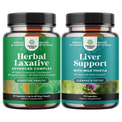 [BRSRMAIHCR4BMFDJ] Bundle of Herbal Laxative Capsules with Probiotics Natural Laxatives for Constipation and Liver Cleanse Detox & Repair - Milk Thistle for Digestion & Immune Health - Ginger Root Choline Dandelion Root