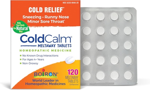 [BRSW2GA5OUNGMFAU] Boiron ColdCalm Tablets for Relief of Common Cold Symptoms Such as Sneezing, Runny Nose, Sore Throat, and Nasal Congestion - Non-Drowsy - 120 Count