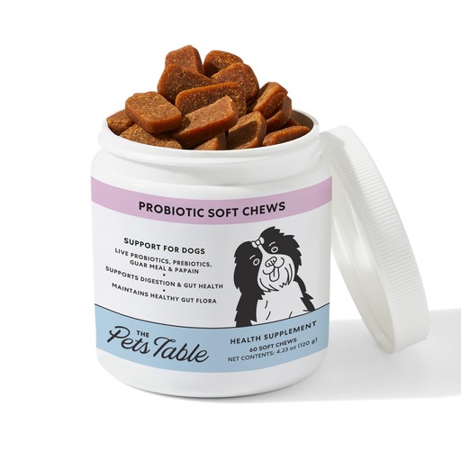 [BRSRAGL5OEARU2Y3] The Pets Table Probiotic Soft Chews Duck Flavored Gut Health Supplement for Dogs - Dog Digestive Support, 60 Chews