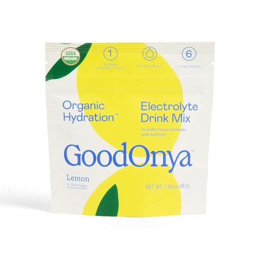 [BRSWYGIOCMBR43TJ] GOODONYA Organic Hydration Electrolyte Drink Mix, Certified Organic Hydration Powder, Non-GMO, Biochecked Glyphosate Free, Low Sugar, Lemonade Flavor, No Artificial Flavors, 6 Servings