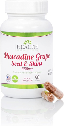 [BRSRMFIEPIGR4GY3] Health As it Ought to Be Muscadine Grape Seed " Skins 650 mg supplement | Physician Formulated Powerful Antioxidant Support Beyond The average Grape   90 Capsules