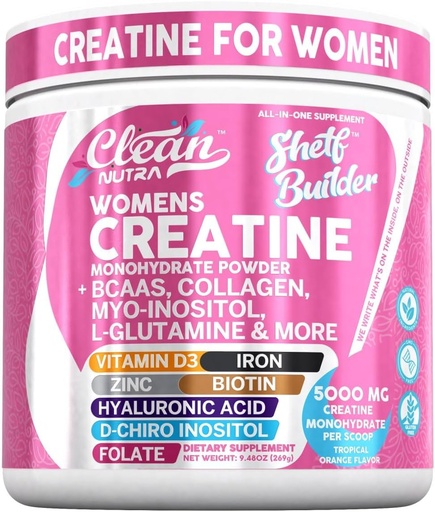 [BRSRAGANCIFB4AI7] Creative for Women 124; Creatine Monohydrate + BCAA powder Myo- Inositol Collagen Biotin Hyaluronic Acid Falate L Glutamine D3 Iron Zinc D-Maca Dicarry Shelf Builder oleh Clean Nutra