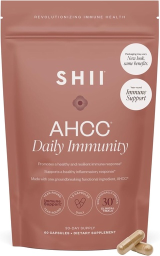 [BRSRABLYCAMAOFY6] SHII AHCC Daily Immunity, 30-Days Supply – Vegan, Gluten Free Immune Support Supplement with AHCC, Immune System Support from Functional Shiitake Mushrooms, Promotes Immune Response &amp; Cellular Health