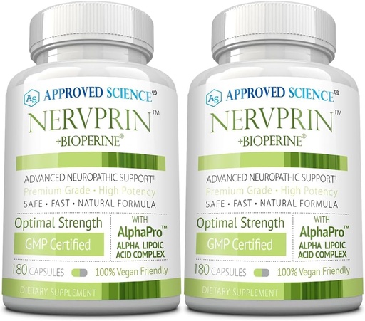 [BRSRO2YDPIGRGEQU] Stiinta aprobata Nervprin - Suport pentru nervi - Benfotiamine, B12, R-Alfa-Lipoic Acid, Corydalis, Boswellia, BioPerine - 360 capsule - Made in the USA