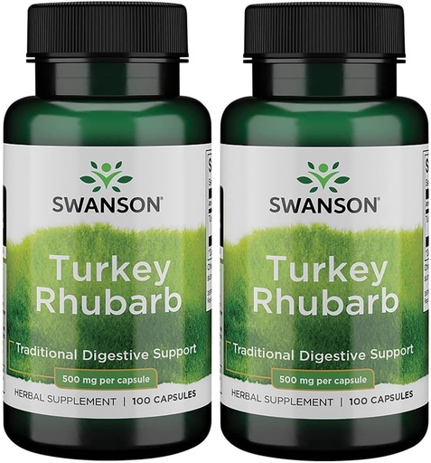 [BRSWGGQCCJYGOYL7] Swanson Turkey Rhubarb - Herbal Supplement for Digestive Health - Natural Formula - (100 Capsules, 500mg Each) (2 Pack)