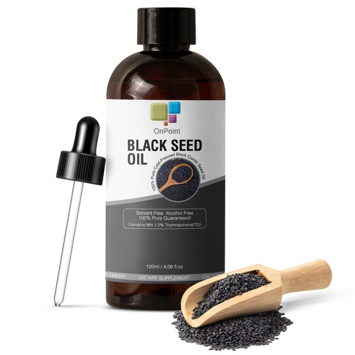[BRSROA37BZ5A4CTF] OnPoint Black Seed Oil - 100% Pure Cold Pressed Black Cumin Seed Oil, Solvent Free, Alcohol Free, Non-GMO 120ml (4oz)