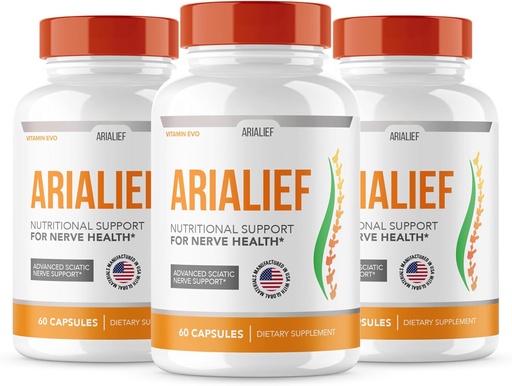 [BRSRAHDYCQPQ4YLD] (3 PACK) Arialief Sciatica Nerve Support, Arialeaf Advanced Nerve Health, Arialeaf Prime Palm Sciatica, Aria Leaf Primepalm Aria Lief, Nerve Relief Supplement Sciatic Soothing (180 Capsules )