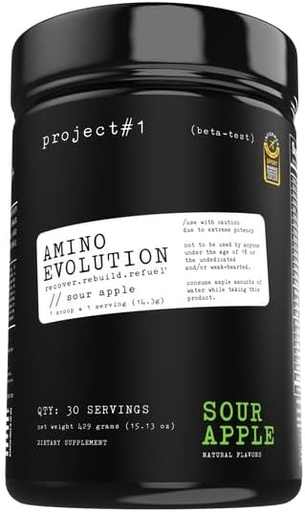 [BRSROHYYOUHGY2T3] Project #1 AminoEVolution: Muscle Support & Recovery | BCAA's, EAA's, Electrolytes Powder | Keto-Friendly Energy Boost | Pre Workout for Men & Women | 30 Servings - Sour Apple | Amino Acids