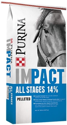 [BRSWGY36OIBWOHIV] Purina | Impact All Stages 14 Pelleted Horse Feed | 50 Pound (50 LB) Bag