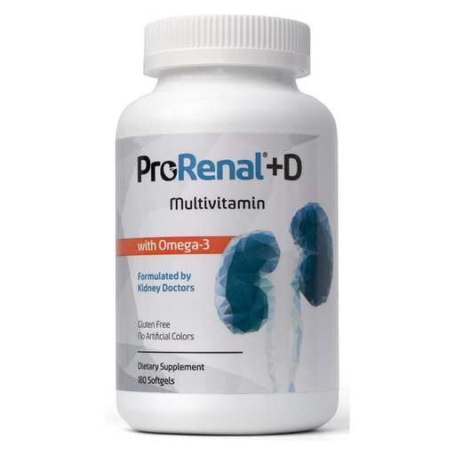 [BRSWIZY4BABBSFTI] ProRenal+D with Omega-3 Fish Oil Kidney Multivitamin 180 Softgels, 90-Day Supply