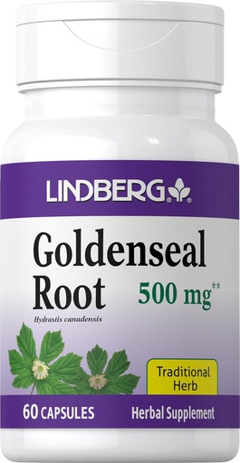 [BRSROEL2ARYQG3LU] Lindberg Goldenseal Root Capsules | 500mg | 60 Capsules | Traditional Herb | Extract Supplement | Non-GMO, Gluten Free