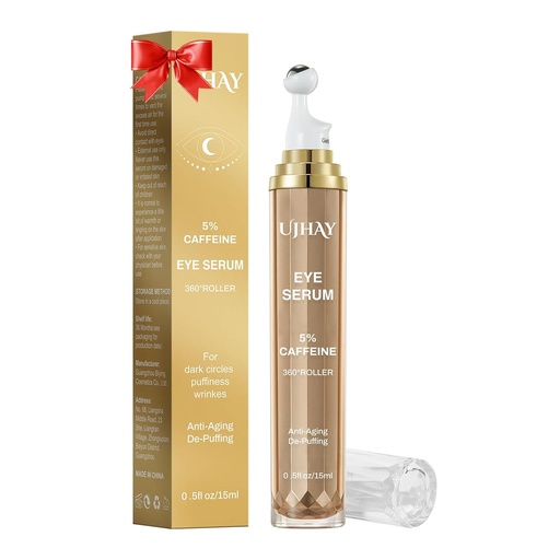 [BRSRAGQ7OR6A2A37] 5% Caffeine Eye Cream, Under Eye Serum for Dark Circles, Puffiness & Wrinkles Fine Lines, Eye Roller Serum with 360° Massage Ball, Eye Treatment Balm for Men & Women