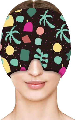 [BRSROYLQBYJQKYLB] ZNÖCUETÖD Migraine Relief Cap Ice Head Ice Pack Wrap Face Mask, Headache Relief Hat & Migraine Cold Cap Compress Therapy for Puffy Eyes, Tension, Sinus & Stress Relief (L, Black)