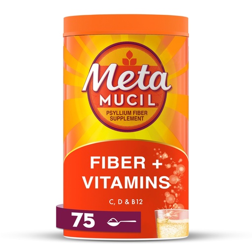 [BRSRAFIRC4CW2ELJ] Metamucil, Metamucil 4-in-1 Fiber + Vitamins C D & B12 Fizzy Fiber Supplement Powder - Citrus, 24.9 Ounce