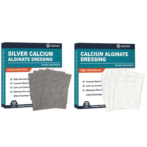 [BRSROFQFOF6AA2D5] Silver Calcium Alginate Dressing(4 "x 4" 10 Pcs) +Calcium Alginate Dressing (4 "x 4" 10 Pcs)