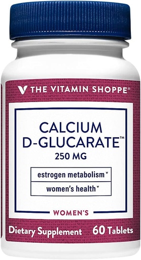 [BRSWIZIFB4HWGHTE] The Vitamin Shoppe Calcium D-Glucarate 250MG, Natural Substance for Women's Health That Supports Estrogen Metabolism & Hormone Balance Through Detoxification (60 Tablets)