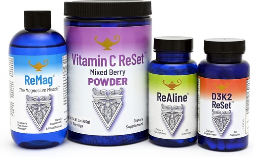 [BRSW2ZA6BEIQE3L6] RnA ReSet - The Longevity Bundle - ReMag Magnesium, Vitamin C, Vitamin D, ReAline Vitamin B Complex