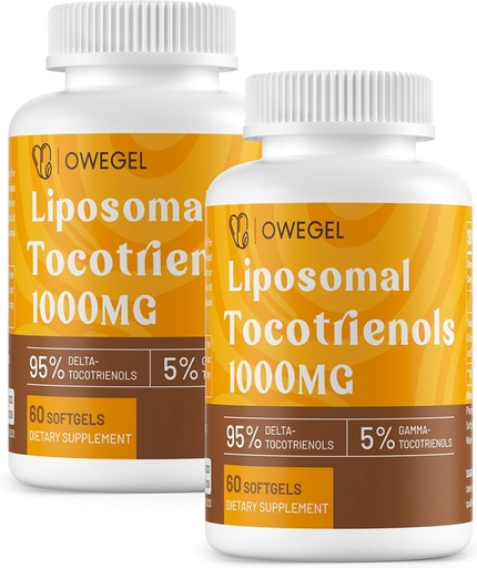[BRSROFL7OYIRUFDX] Vitamine E tocotriénols suppléments 1000mg - haute puissance Capsules de tocotriénol liposomique,95% Delta et 5% Gamma tocotriénols soutenir la peau, os, antioxydant,120 Softgels