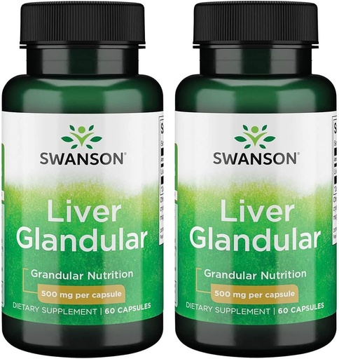 [BRSWGAAFPMGR6FIV] Swanson Liver Glandular 500 Milligrams 60 Capsules (2 Pack)
