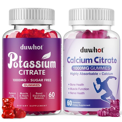 [BRSRAEANB4PBAA34] Potassium Citrate 1000mg Gummies Calcium Citrate 1000mg Gummies，Support Leg Cramp, Bone & Muscle Health
