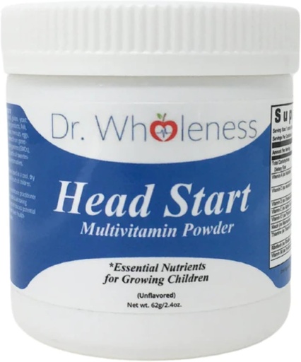 [BRSW2YAZBZ4B6FLL] Dr. Wholeness Head Start Multivitamin Powder | Essential Nutrients for Growing Children, Methylated B-Vitamins, Easy to Mix, No Flavors, Sweeteners, or Preservatives | 60 Servings - 2.4 oz