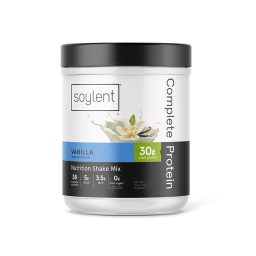 [BRSROCD4AUNQOH33] Soylent Complete Protein Powder, Vanilla, 30g Protein Shake for Muscle Growth and Recovery, BCAAs, DHA, MCT, 28 vitamins & minerals, Zero Sugar, Gluten Free, Vegan - 1.25lb