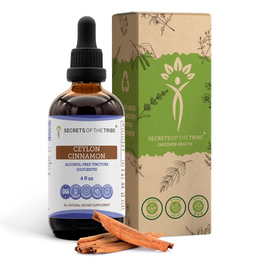 [BRSWGY37AAPGODQY] Secrets of the Tribe Ceylon Cinnamon Tincture Alcohol-Free Liquid Extract, Ceylon Cinnamon (Cinnamomum Verum) Dried Bark (4 FL OZ)