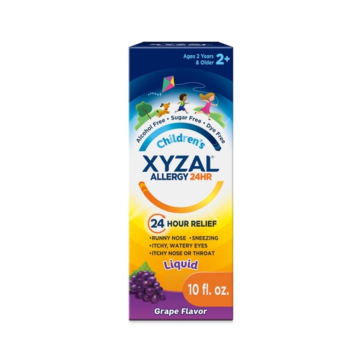 [BRSROZQKC57QAALZ] Xyzal Children's 24 Hour Allergy Relief Medicine for Kids, Levocetirizine Dihydrochloride Liquid Antihistamine, Grape, 10 Fl. oz.
