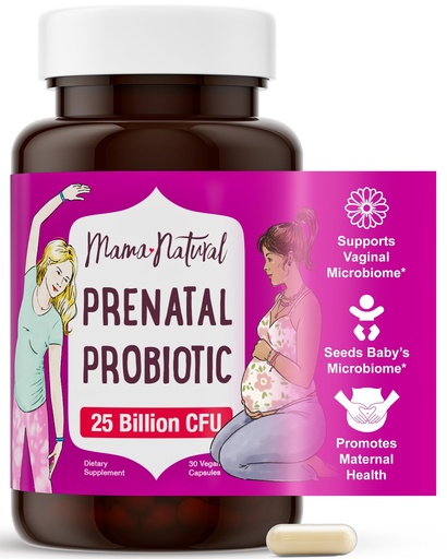 [BRSRMGQCAQOWCHTA] Mama Natural Prenatal Probiotics for Women – Gut & Immune Support for Pregnancy, Breastfeeding & Postpartum* | 25 Billion CFU, 12 Strain Probiotic & Prebiotic Blend to Support Mom and Baby