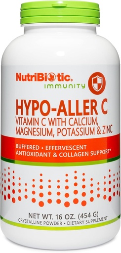 [BRSWIYQAO4FBKADA] NutriBiotic - Hipo-Aler C Powder Vitamina C & Minerales, 16 Oz  1300 Mg Vitamina C for Antioxidant &amp; Collagen Support ← Buffered with Calcium, Magnesium, Zinc &amp; Potassium ← Gluten &amp; GMO Free