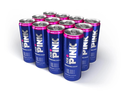 [BRSRAZICCIMAACQ6] Mr. Pink Original Ginseng Drink - Natural Herbal Supplement for Energy and Focus, 12-Pack Liquid Boost, Rich in B-Vitamins