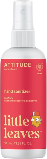 [BRSW2Y37B5YBMFLU] ATTITUDE Hand Sanitizer Spray for Kids & Adults, EWG Verified, Travel Size, Dermatologically Tested, Plant and Mineral Based, Vegan, Mango, 3.5 Fl Oz (Spray Bottle)