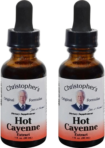[BRSWECQDDEAR6YLG] Christopher's Original Formulas Hot Cayenne Extract, 1 fl oz - Natural Herbal Supplement - Pack of 2