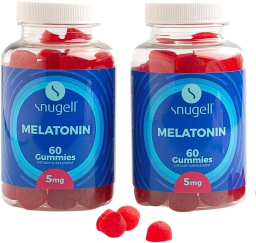 [BRSROEA5OF7AGAD3] Snugell Melatonin Gummies 5 mg – 60-Count Dietary Supplement – Berry Blend Flavor for Natural Restful Sleep Support – Vegan, Non-Habit Forming, Non-GMO, Pectin-Based, Gluten-Free – Made in the USA (2)