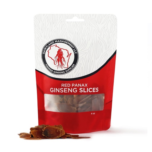 [BRSWYGQKB4FWYEY3] Dairyland Management LLC Red Panax Ginseng Slices - 4 oz Pack Korean Panax Ginseng Slices - Non-GMO, Gluten Free Red Ginseng Root Slices - Use This Herbal Supplement in Soup, Tea, Congee