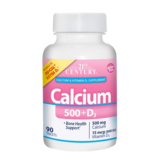 [BRSWIG3YBYOR633C] 21st Century Calcium Plus Extra D Caplets, 500 mg, 90 Count, Pack of 1