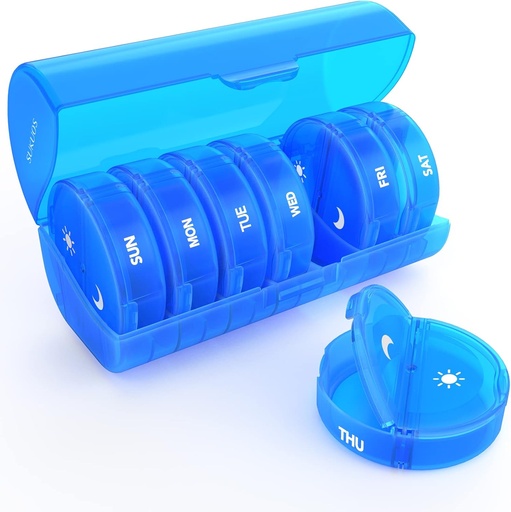 [BRSRMYIBDMGRG3QY] Weekly Pill Organizer 7 Day 2 Times a Day, Sukuos Large Travel Pill Box for Pills/Vitamin/Fish Oil/Supplements, Daily Medicine Organizer Box, BPA Free Pill Case, Easy to Clean