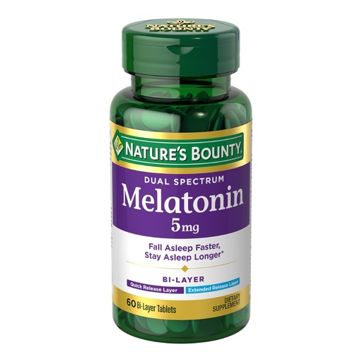[BRSWIGT3AUHGYC3G] Nature's Bounty Dual Spectrum Bi-Layer Melatonin 5 mg Tablets - 60 Count