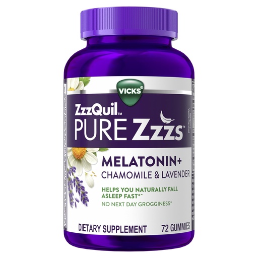 [BRSWGHD5OUCQAE3H] ZzzQuil PURE Zzzs Melatonin Gummies, Sleep Aid, Melatonin 2mg, with Chamomile & Lavender, Melatonin Sleep Gummies, Sleep Aids for Adults, Wildberry Vanilla Flavored, 72 Sleep Gummies