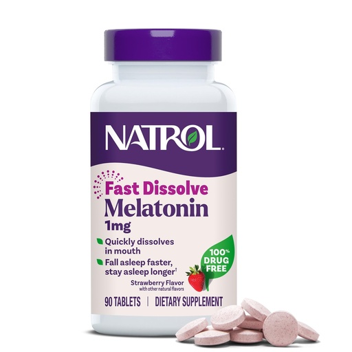 [BRSWIEL2CJ6B4D3I] Natrol Fast Dissolve Melatonin 1 mg, Sleep Support for Adults