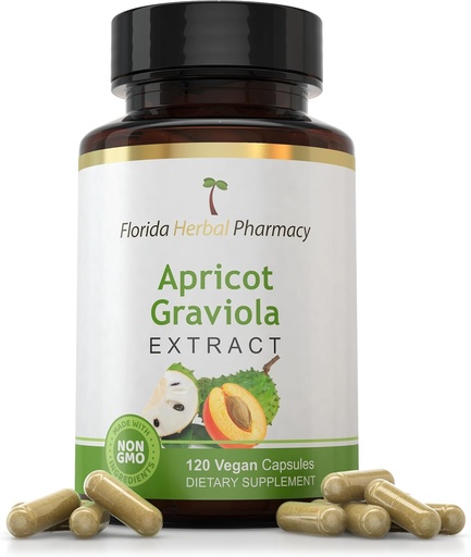 [BRSROY3QCUNGCYDF] Florida Herbal Pharmacy, Apricot-Graviola Supplement Capsules 10:1 (120 Capsules) 500 mg per Capsule, 1000 mg Serving (Pack of 1)