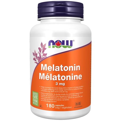 [BRSWIY3QB4ORGGQ7] NOW Foods Supplements, Melatonin 3 mg, Free Radical Scavenger*, Healthy Sleep Cycle*, 180 Veg Capsules