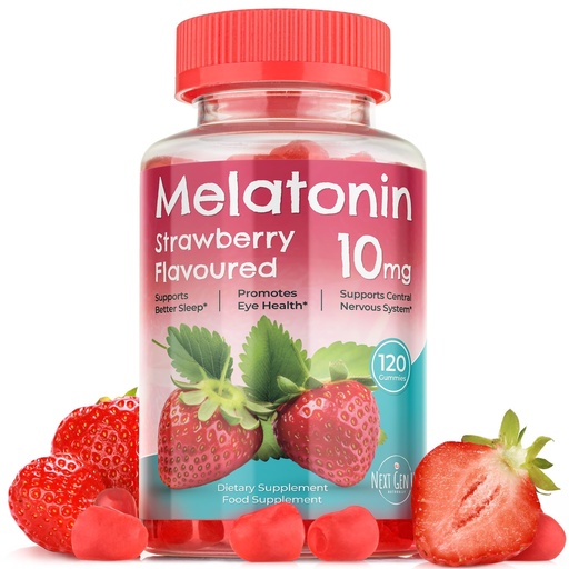 [BRSROFINC4ORSCDP] Melatonin Gummies - 10 mg Dietary Supplement - Strawberry Flavored - 120 Vegan Gummies - by NextGenU