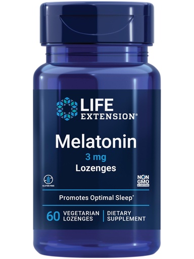 [BRSWIYQZAEIWMFL6] Life Extension Melatonin, 3 mg, Optimal Sleep Support, Healthy circadian Rhythms, Cellular Defense, Gluten-Free, Non-GMO, Vegetarian, 60 chewable lozenges