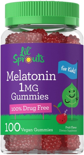 [BRSROCAQDMDQ42TA] Carlyle Kids Melatonin Gummies | 1 mg 100 Count | Fruit Flavor Gummy | Vegan, Non-GMO, Gluten Free | By Lil Sprouts