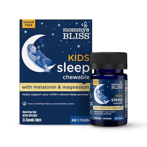 [BRSWYED5CIJWCCT5] Mommy's Bliss Kids Sleep Chewable Tablets, Melatonin, Magnesium & Calming Herbs, Grape Flavor, Sugar Free Kids Melatonin, Age 3+ (35 Servings), 35 Count (Pack of 1)