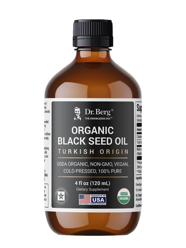 [BRSREBQLBEAWCDLL] Dr. Berg Black Seed Oil Organic Cold Pressed – Pure Nigella Sativa Black Cumin Oil – USDA Organic, Halal, Vegan – for Hair, Skin, Immune Support – Unrefined Liquid – 4 oz Glass Bottle