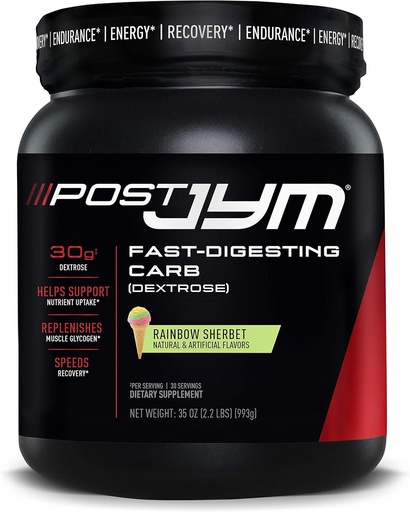 [BRSWKGYKOMORUELM] Post JYM Carb Fast Digesting Post Workout Recovery Powder | Pure Dextrose, Glycogen Replenishment, Athletic Performance, Muscle Growth | Rainbow Sherbet 30 Servings